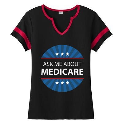 Ask Me About Medicare Ladies Halftime Notch Neck Tee