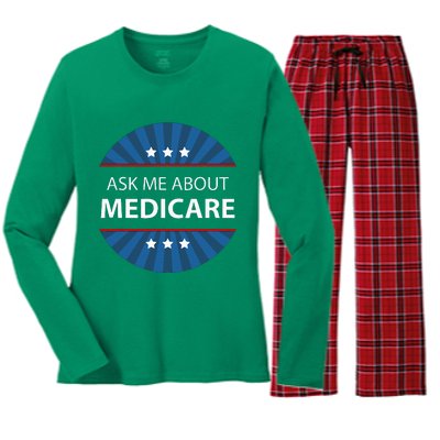 Ask Me About Medicare Women's Long Sleeve Flannel Pajama Set 