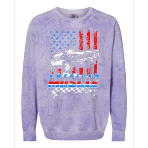 American Muscle American USA Flag Muscle Car Fan Colorblast Crewneck Sweatshirt