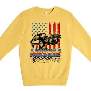 American Muscle American USA Flag Muscle Car Fan Premium Crewneck Sweatshirt