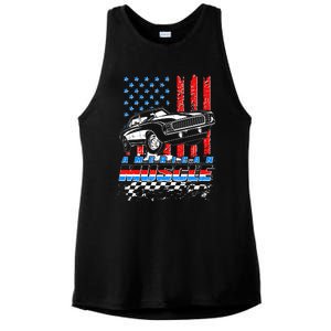 American Muscle American USA Flag Muscle Car Fan Ladies PosiCharge Tri-Blend Wicking Tank