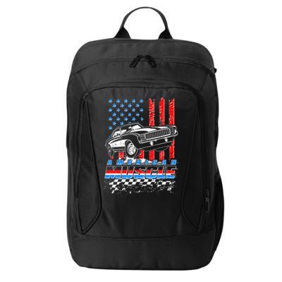 American Muscle American USA Flag Muscle Car Fan City Backpack
