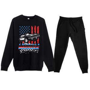 American Muscle American USA Flag Muscle Car Fan Premium Crewneck Sweatsuit Set