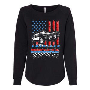 American Muscle American USA Flag Muscle Car Fan Womens California Wash Sweatshirt