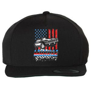 American Muscle American USA Flag Muscle Car Fan Wool Snapback Cap