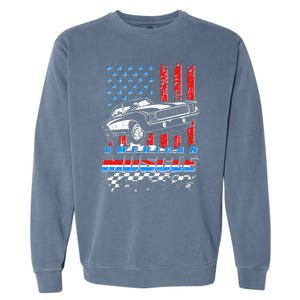 American Muscle American USA Flag Muscle Car Fan Garment-Dyed Sweatshirt