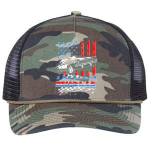 American Muscle American USA Flag Muscle Car Fan Retro Rope Trucker Hat Cap