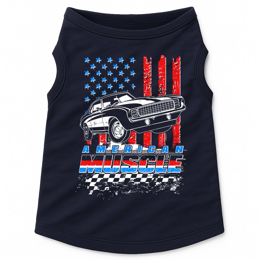American Muscle American USA Flag Muscle Car Fan Doggie Tank