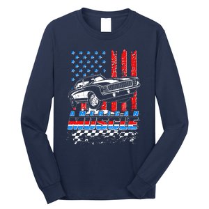 American Muscle American USA Flag Muscle Car Fan Long Sleeve Shirt