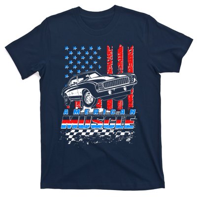 American Muscle American USA Flag Muscle Car Fan T-Shirt