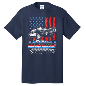 American Muscle American USA Flag Muscle Car Fan Tall T-Shirt