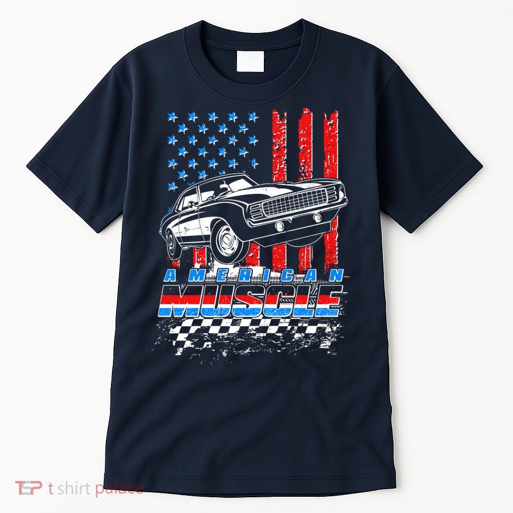 American Muscle American USA Flag Muscle Car Fan Tall T-Shirt