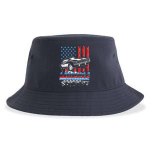 American Muscle American USA Flag Muscle Car Fan Sustainable Bucket Hat