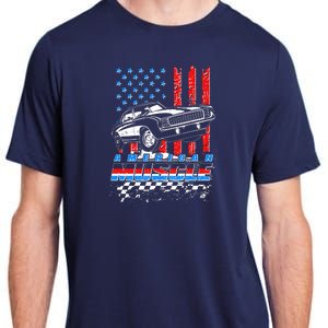 American Muscle American USA Flag Muscle Car Fan Adult ChromaSoft Performance T-Shirt