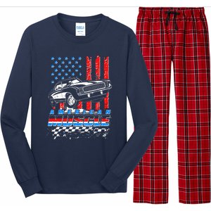 American Muscle American USA Flag Muscle Car Fan Long Sleeve Pajama Set