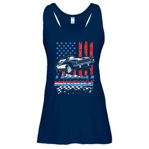 American Muscle American USA Flag Muscle Car Fan Ladies Essential Flowy Tank