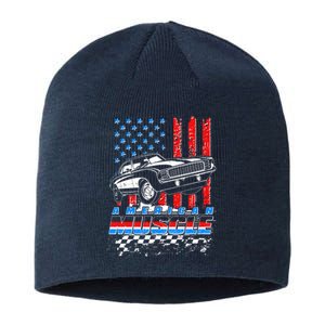 American Muscle American USA Flag Muscle Car Fan Sustainable Beanie