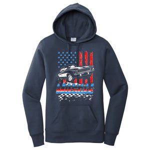 American Muscle American USA Flag Muscle Car Fan Women's Pullover Hoodie