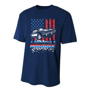 American Muscle American USA Flag Muscle Car Fan Performance Sprint T-Shirt