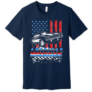 American Muscle American USA Flag Muscle Car Fan Premium T-Shirt