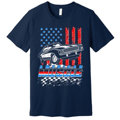 American Muscle American USA Flag Muscle Car Fan Premium T-Shirt