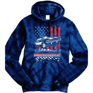 American Muscle American USA Flag Muscle Car Fan Tie Dye Hoodie