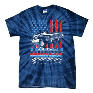 American Muscle American USA Flag Muscle Car Fan Tie-Dye T-Shirt