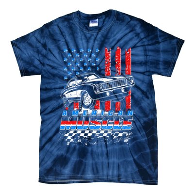 American Muscle American USA Flag Muscle Car Fan Tie-Dye T-Shirt