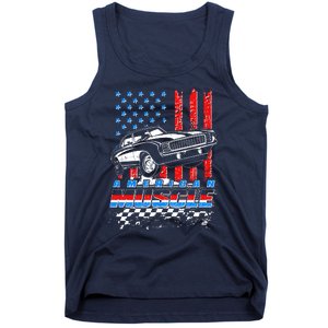 American Muscle American USA Flag Muscle Car Fan Tank Top