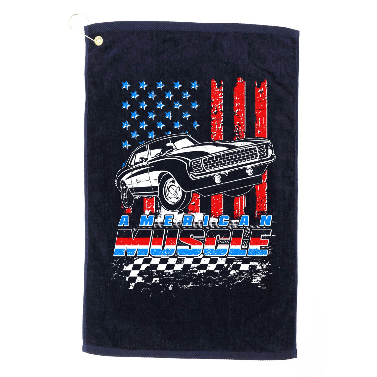 American Muscle American USA Flag Muscle Car Fan Golf Towel
