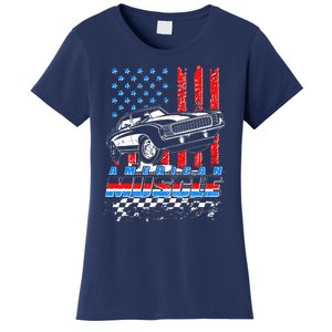 American Muscle American USA Flag Muscle Car Fan Women's T-Shirt