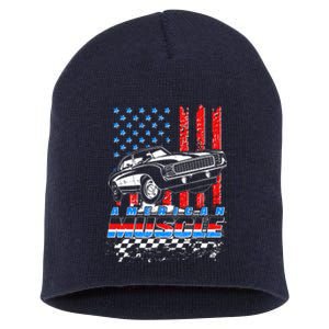 American Muscle American USA Flag Muscle Car Fan Short Acrylic Beanie