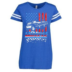 American Muscle American USA Flag Muscle Car Fan Enza Ladies Jersey Football T-Shirt