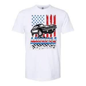 American Muscle American USA Flag Muscle Car Fan Softstyle CVC T-Shirt