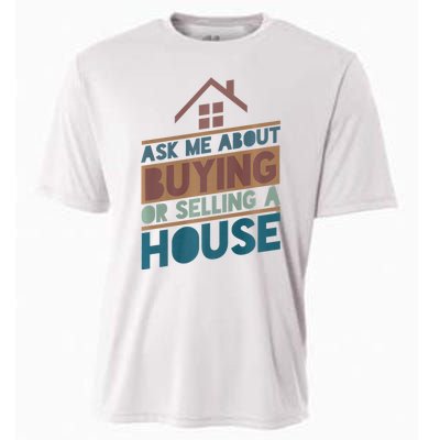 Ask Me About Buying Or Selling A House Funny Realtor Cooling Performance Crew T-Shirt