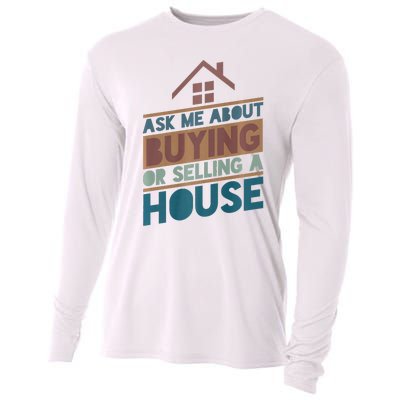 Ask Me About Buying Or Selling A House Funny Realtor Cooling Performance Long Sleeve Crew