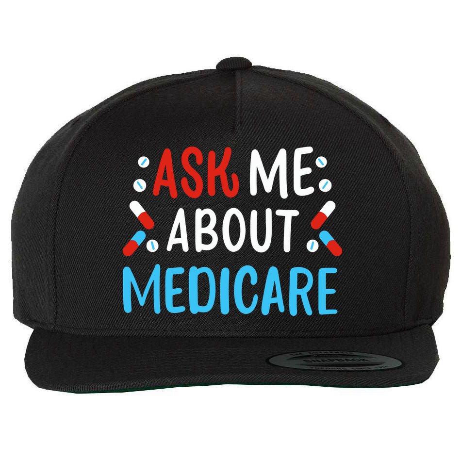 Ask Me About Medicare Wool Snapback Cap