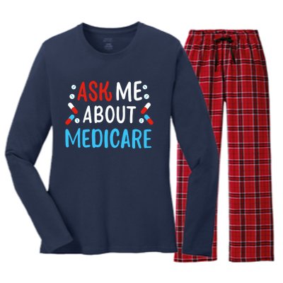 Ask Me About Medicare Women's Long Sleeve Flannel Pajama Set 