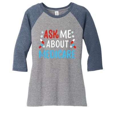 Ask Me About Medicare Women's Tri-Blend 3/4-Sleeve Raglan Shirt