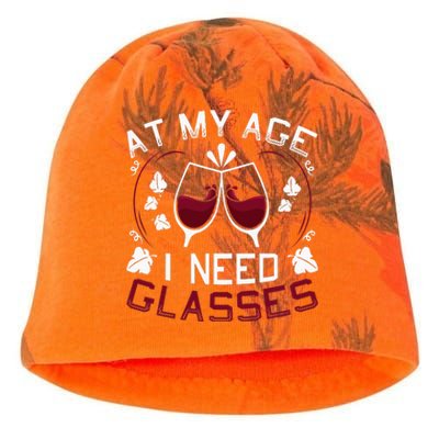 At My Age I Need Glasses Wine Lover Kati - Camo Knit Beanie