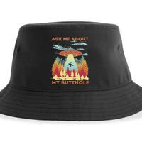 Ask Me About My Butthole Funny Alien Abduction Sustainable Bucket Hat