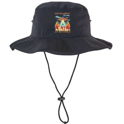 Ask Me About My Butthole Funny Alien Abduction Bucket Hat