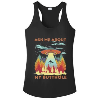 Ask Me About My Butthole Funny Alien Abduction Ladies PosiCharge Competitor Racerback Tank