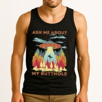 Ask Me About My Butthole Funny Alien Abduction Tank Top