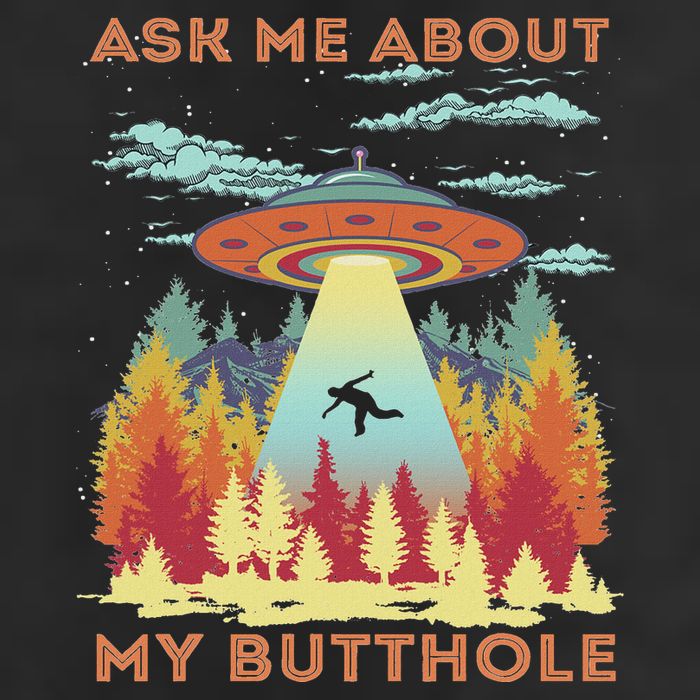 Ask Me About My Butthole Funny Alien Abduction Microfiber Hand Towel
