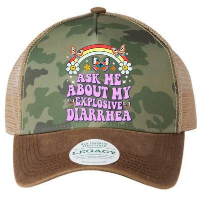 Ask Me About My Explosive Diarrhea Edgy Adult Humor Funny Gift Legacy Tie Dye Trucker Hat