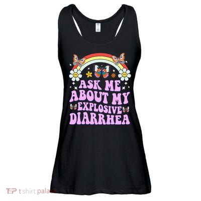 Ask Me About My Explosive Diarrhea Edgy Adult Humor Funny Gift Ladies Essential Flowy Tank