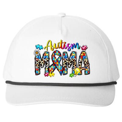 Autism Mama Autism Mom Life Autism Awareness Leopard Puzzle Gift Snapback Five-Panel Rope Hat