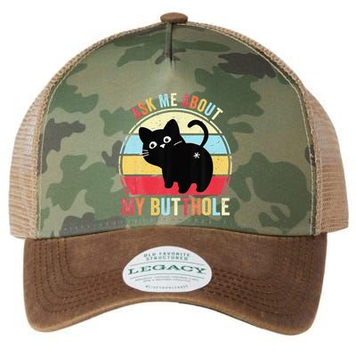 Ask Me About My Butthole Funny Cat Butt Legacy Tie Dye Trucker Hat