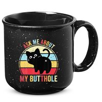 Ask Me About My Butthole Funny Cat Butt 15oz Campfire Ceramic Mug